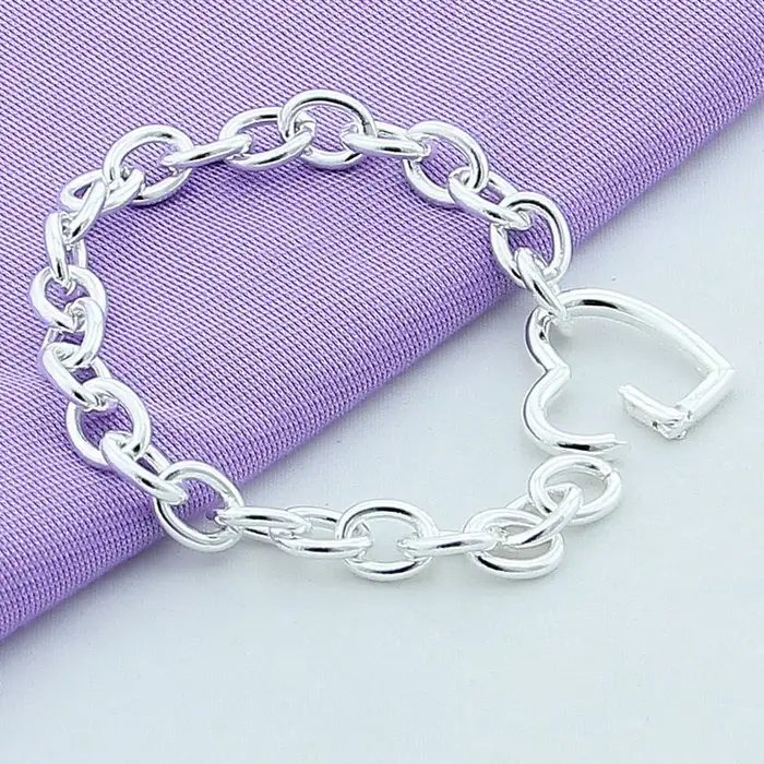Bracelet en argent sterling 925 romantique avec motif de cœur pour femmes occasions spéciales partys fêtes mariage anniversaire