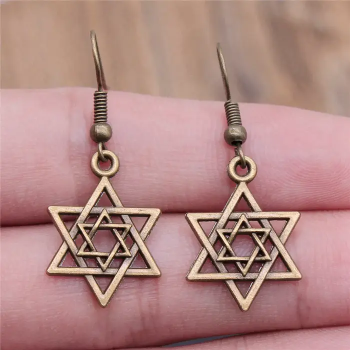 Hexagramme celtique Talisman amulette goutte et boucle d'oreille bijoux féminins fête des pères ethn
