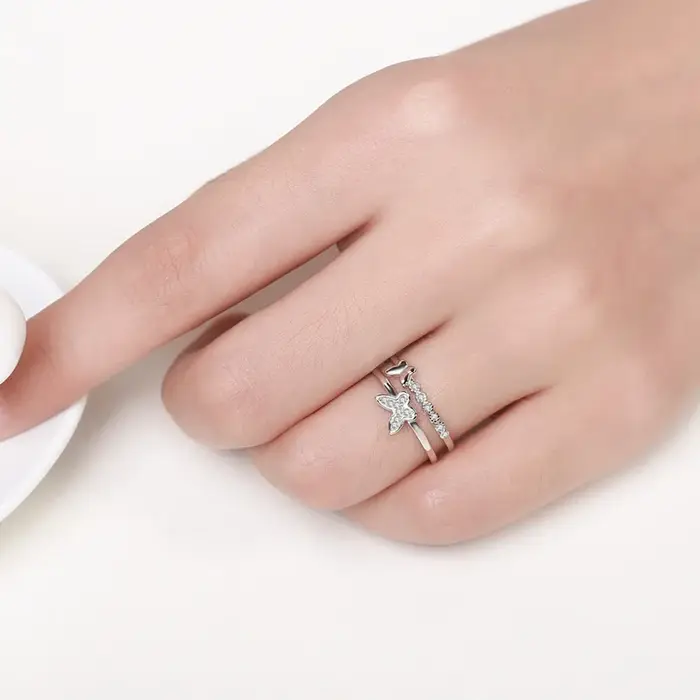 Bagues en argent 925 scintillantes avec zircon 5A pour femmes