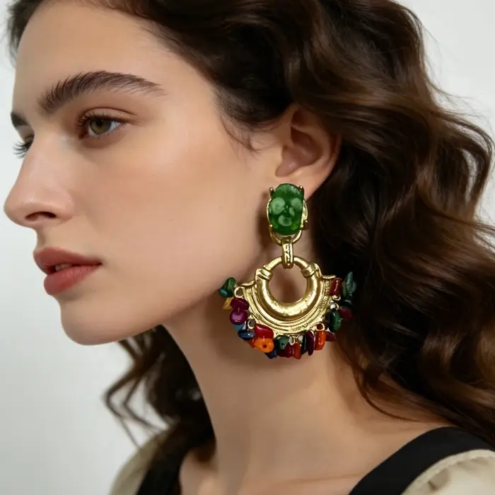 Boucles d'oreilles Vintage perlées faites à la main pour femmes