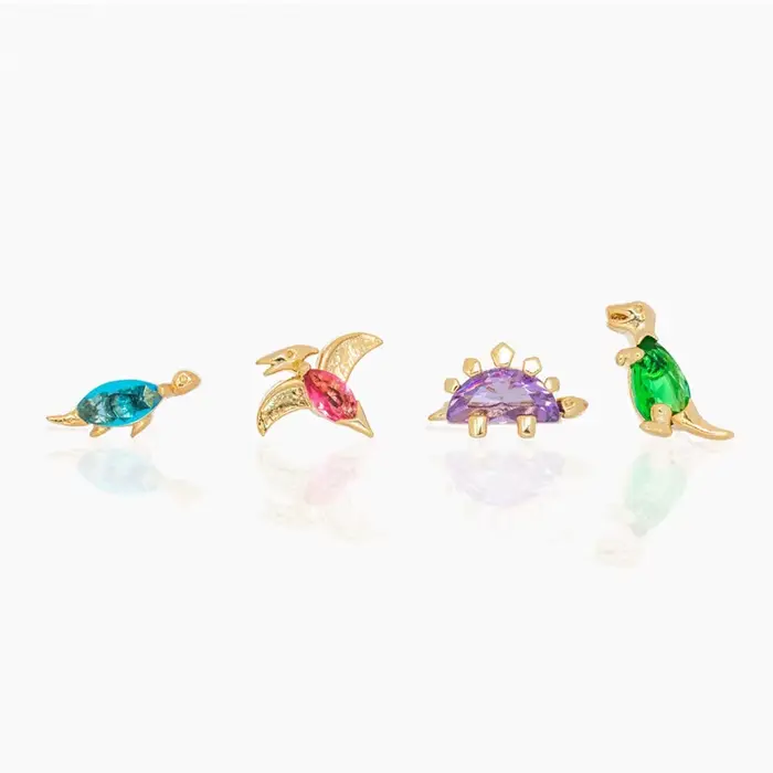 Boucles d'oreilles en forme de dinosaure plaqué or pour femmes, bijoux à la mode, en Zircon Animal, 