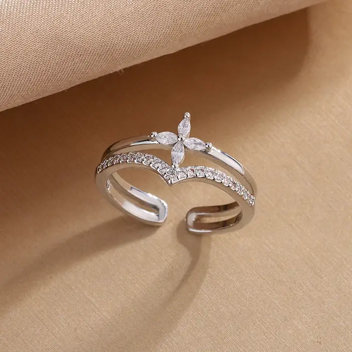Bagues de fiançailles en argent Sterling 925 pour femmes, bijoux de luxe pour couples, fleur en Zirc
