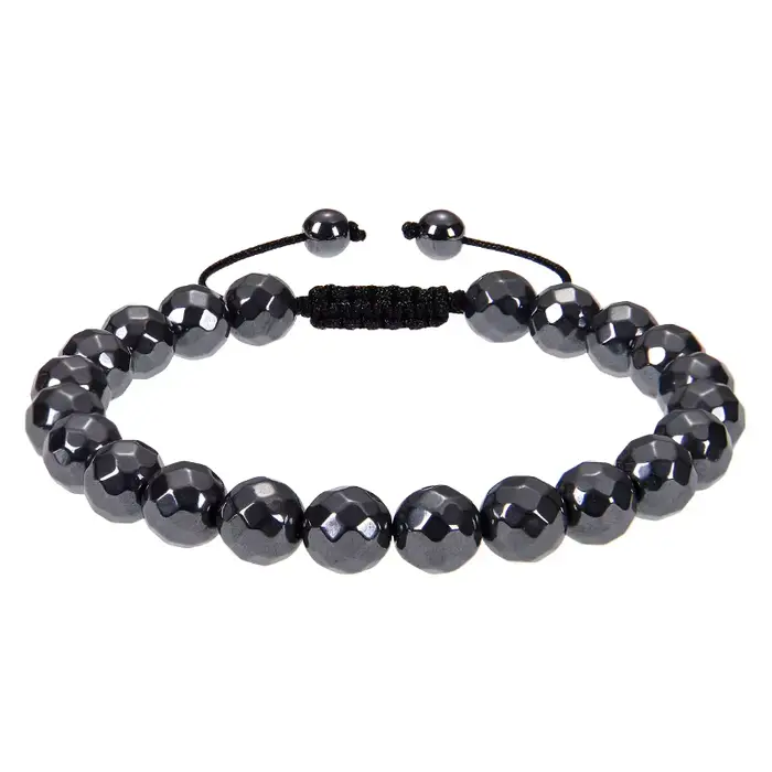 Bracelet en hématite pour hommes et femmes, réglable, pierre précieuse naturelle de guérison, bracel