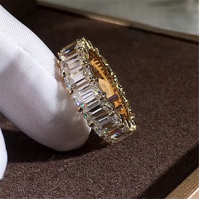 Bague CC pour hommes et femmes, plaqué or, zircone cubique blanche, bijoux fins de luxe, accessoires