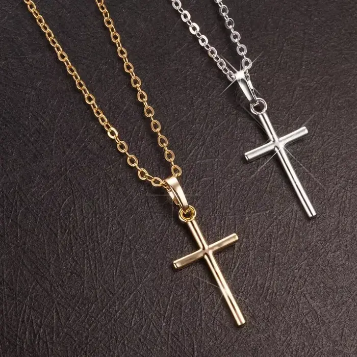 LATS-Collier pendentif croix de Jésus en cristal pour hommes et femmes, bijoux de document en or, mode féminine, livraison directe, vente en gros