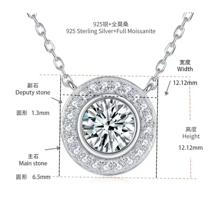 M-JAJA 1ct Moissanite pendentif collier pour femmes 18K plaqué or blanc S925 argent Sterling Halo di