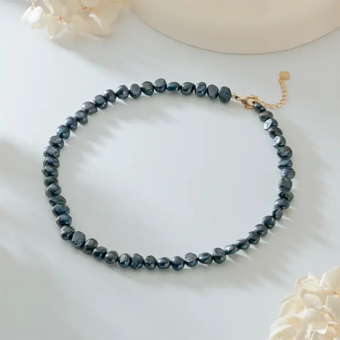 Collier ras du cou en perles d'eau douce baroques naturelles pour femmes et filles, cadeau populaire