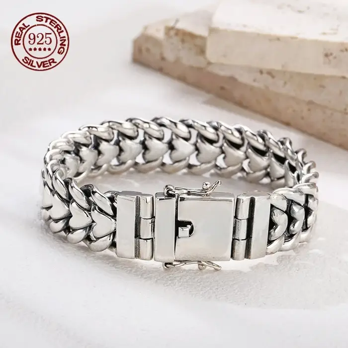 Bracelet en argent sterling S925 puissant, prix d'usine, pour homme, style punk, personnalité europé