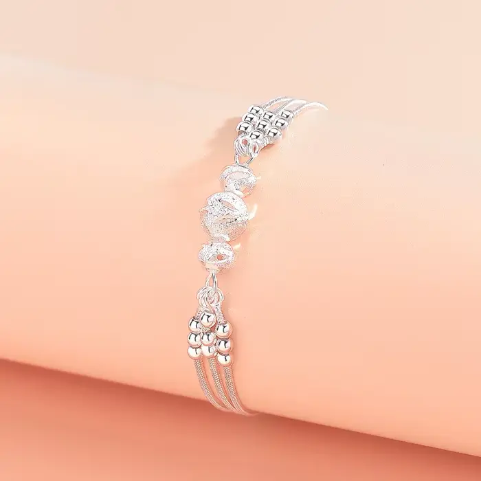 Bracelet de luxe en argent Sterling 925 pour femmes, Vintage, perles porte-bonheur originales, boule réglable, bijoux de styliste, cadeaux
