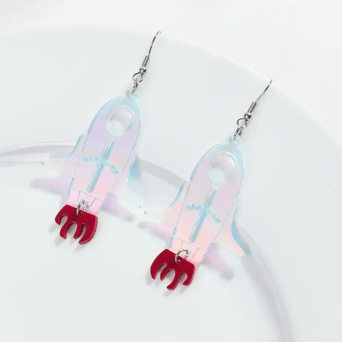 Boucles d'oreilles en acrylique étoile et pluie irisées pour femmes, boucle d'oreille goutte géométr