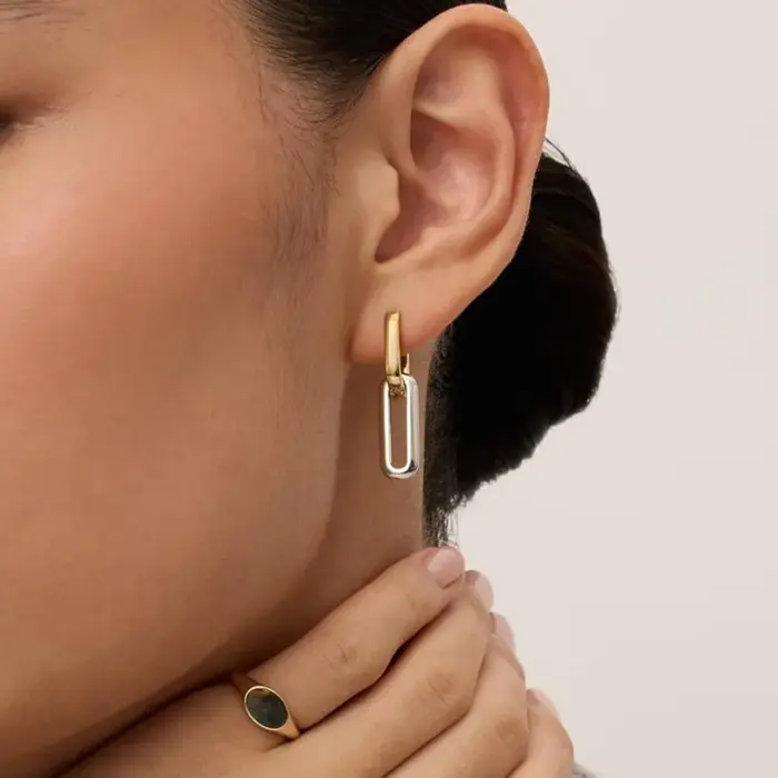 Boucles d'oreilles créoles bicolores en forme de U pour femmes
