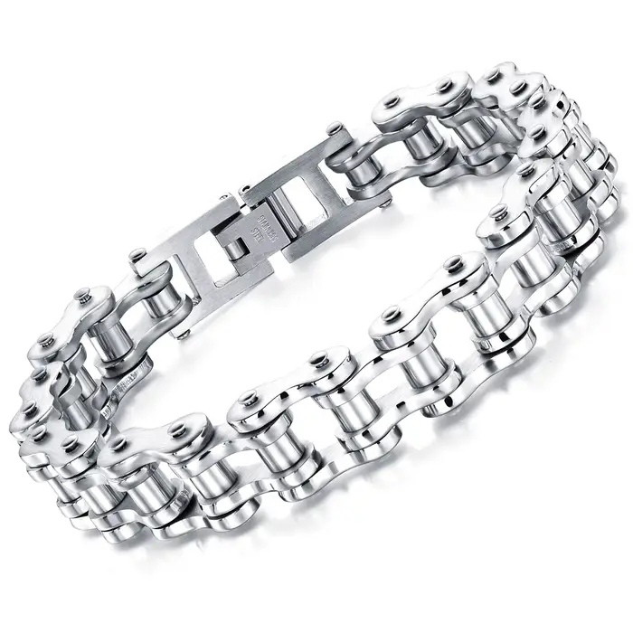Bracelet en acier inoxydable pour hommes, chaîne à maillons pour motard, vélo, moto, Rock, bijoux ca