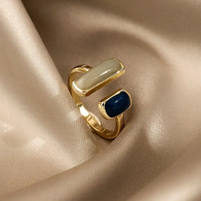 Bague en émail goutte à goutte colorée réglable pour femmes