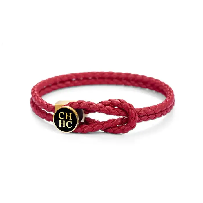 Bracelet tissé de marque de luxe CH avec boucle en acier titane rouge et noir pour hommes et femmes comme cadeau de vacances
