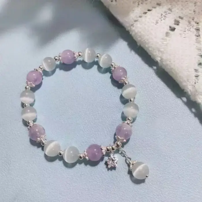Opale originale bleu mer trésor clair de lune cristal Bracelet léger luxe élastique