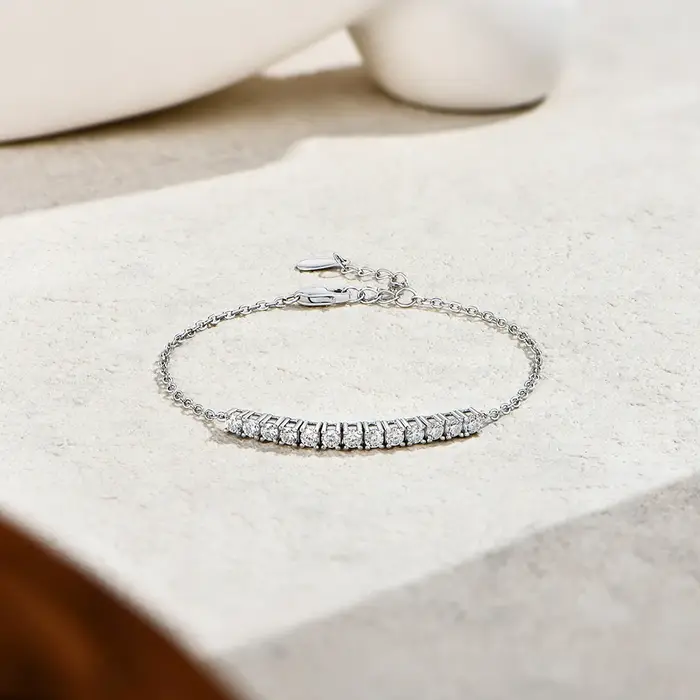 Bracelet de tennis en moissanite 925 plaqué or jaune bracelet ajustable pour femmes bijoux de charme occasion spéciale engagement soirée business婚礼 engagement派对商务
