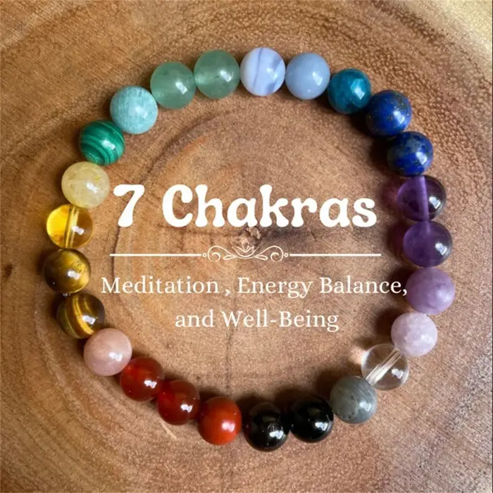 Bracelet 7 Chakra pour femmes et hommes, 8MM, pierre naturelle, perles de cristal, chaîne élastique,
