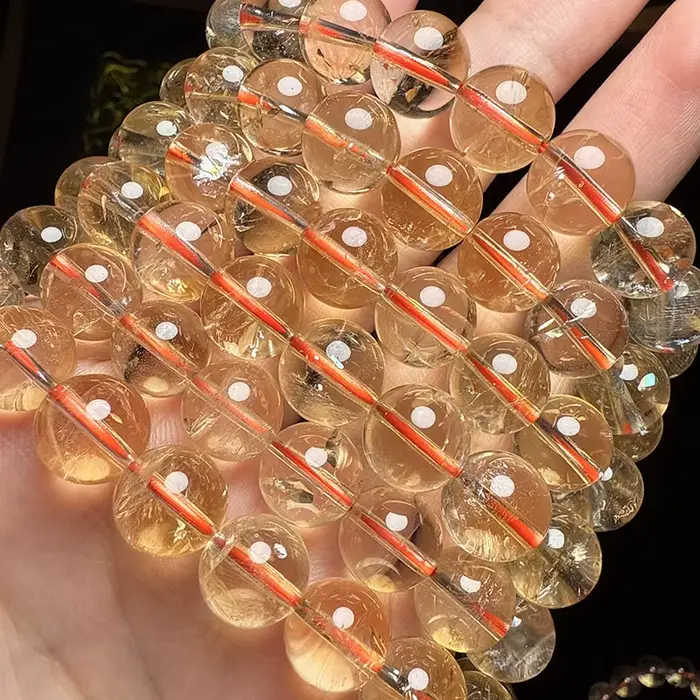 Bracelet et collier de perles rondes en quartz citrine jaune naturel AAAA du Brésil pour le bricolage, attirant la richesse, soulageant les émotions, finition raffinée