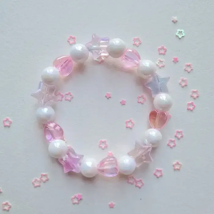 Bracelet rose pastel mignon Kawaii pour petits poignets
