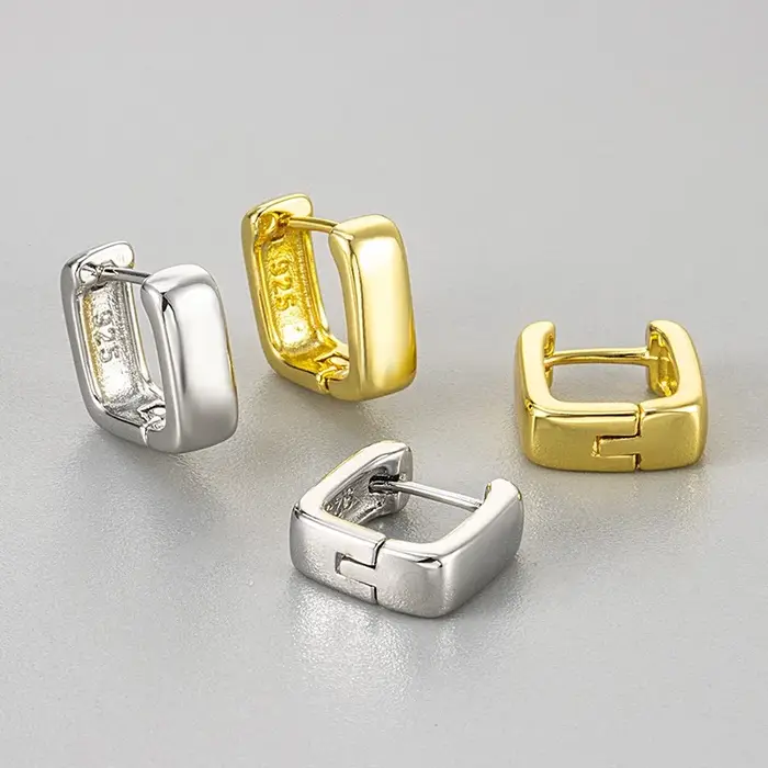 Boucles d'oreilles géométriques en argent Sterling 925 pour femmes