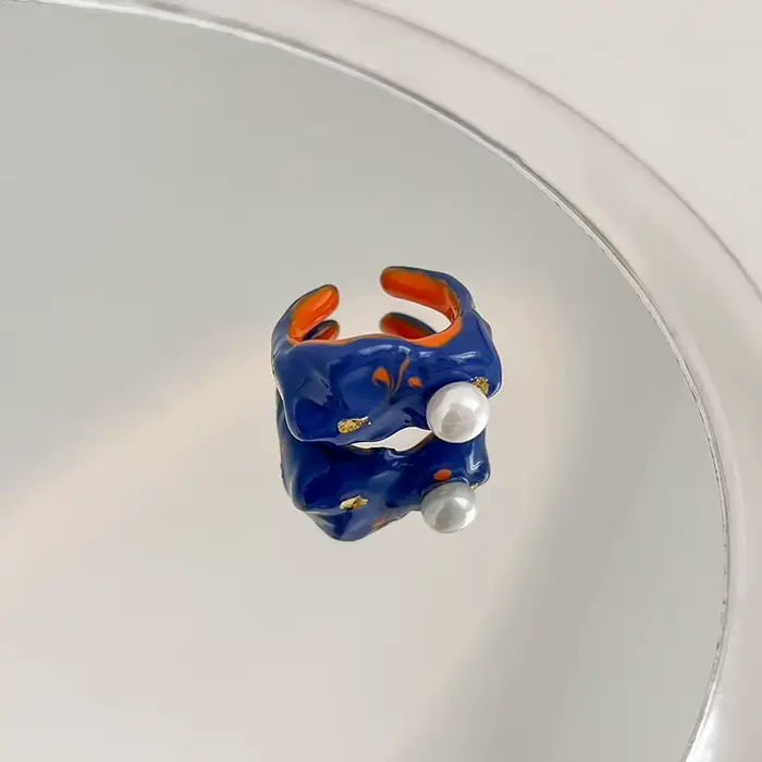 Bagues colorées en émail, cœur, fleur, douce, tendance, géométrique, goutte d'huile, pour femmes et 
