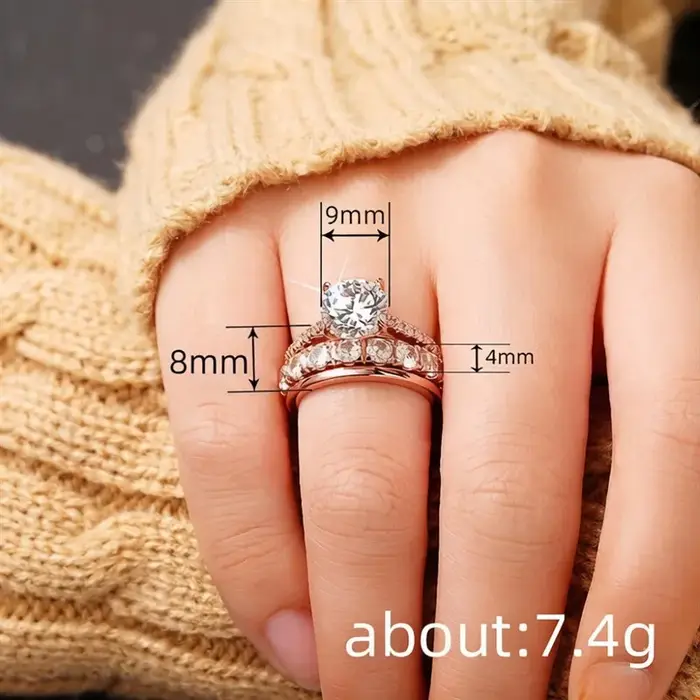 Ensemble de 3 bagues pour femme en zircone cubique à la mode pour mariage et cérémonies occasions spéciales ```