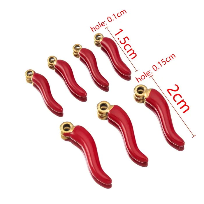 Collier pendentif en forme de piment rouge en acier inoxydable plaqué or