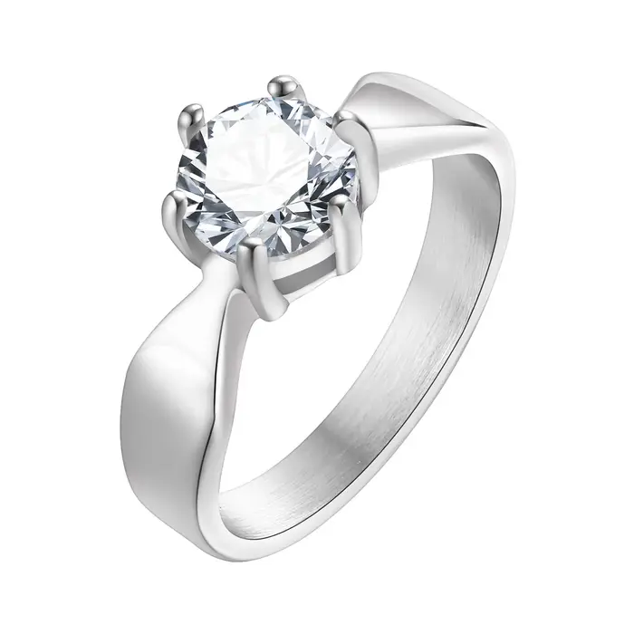 Bague de fiançailles Solitaire ronde pour femmes, bijoux de marque de mariage en pierre CZ en zircon