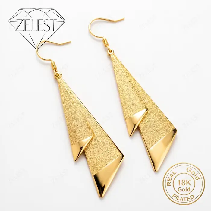 Boucles d'oreilles géométriques délicates en argent sterling 925 plaqué or 18 carats pour femmes, bi
