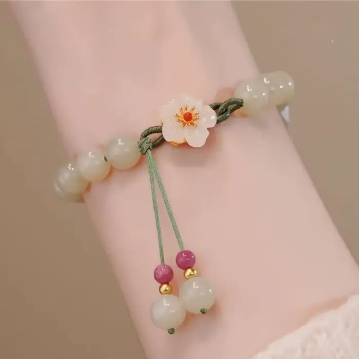 Bracelet de fleurs d'agate Hetian naturel, pierre précieuse exquise, bijoux de mode sexy pour jeunes