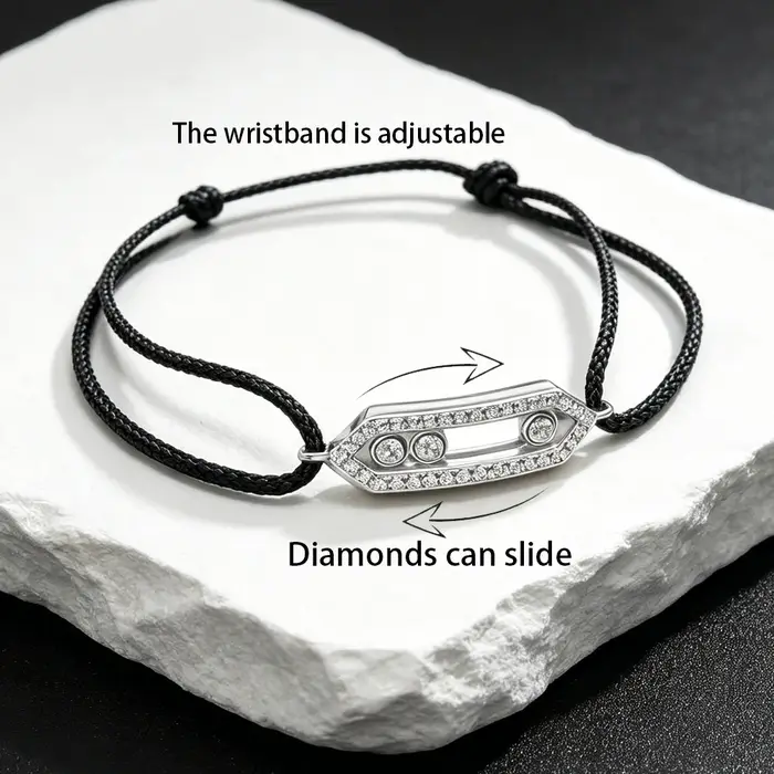 Nouvelle Bracelet Cordon Coulissant Diamanté Tendance, Simple, Personnalisé, Idéal pour Fêtes, Convi