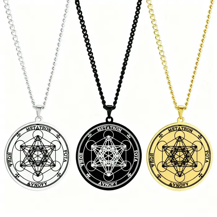 Metatron's Cube Kabbale pendentif collier femmes hommes amulette spirituelle mystique en acier inoxydable bijoux accessoire cadeau