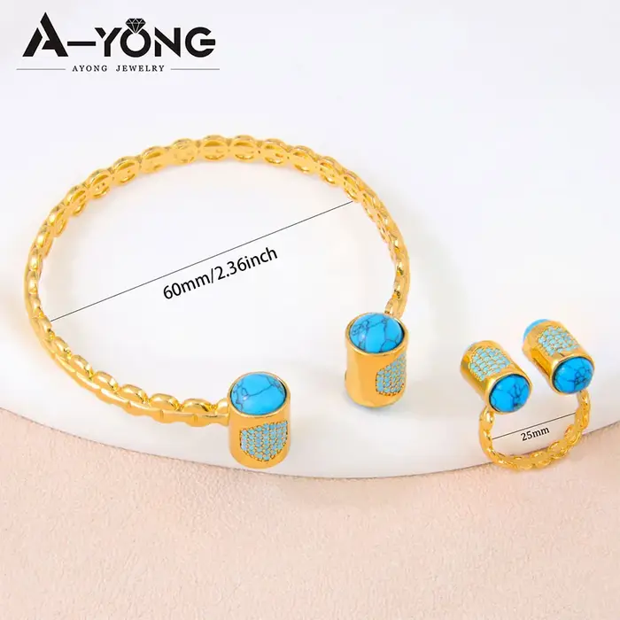 Ensemble de bagues et bracelets plaqués or arabe