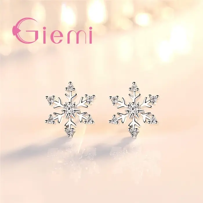 Boucles d'oreilles flocon de neige estampillées 925 pour femmes