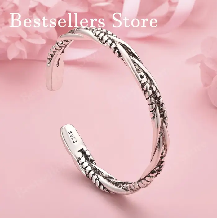 Bracelet ouvert tressé en argent sterling 925