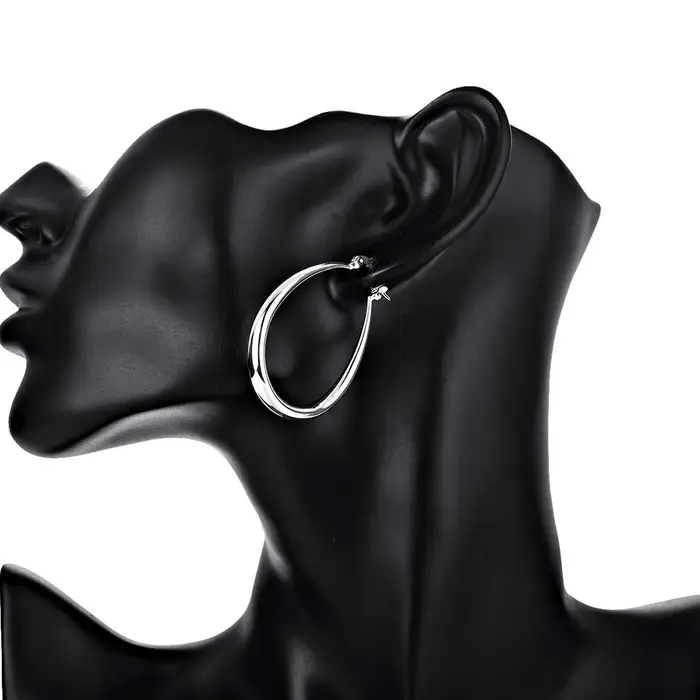 Boucles d'oreilles ovales en argent Sterling 925