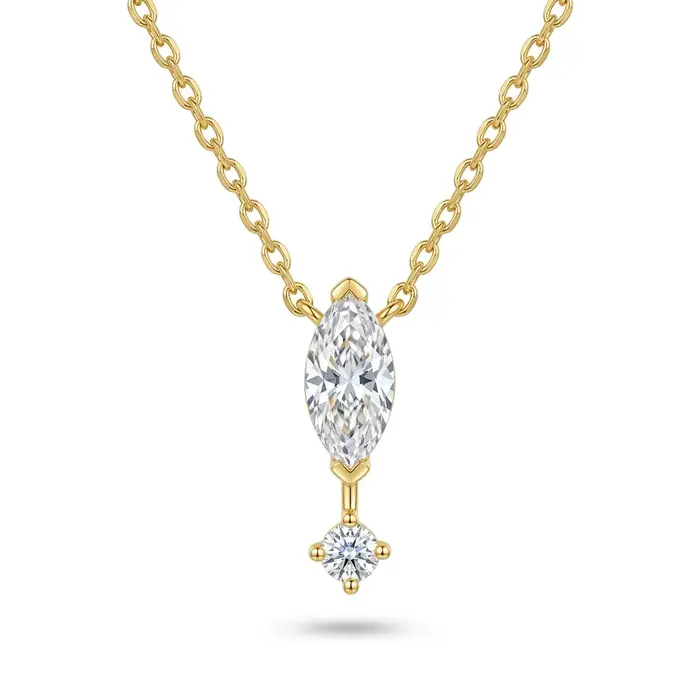 Collier pendentif marquise CZ plaqué or pour femmes élégantes occasions spéciales bijou mode soirée