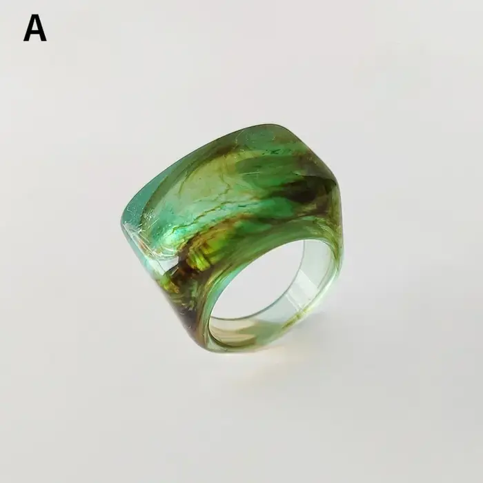 Bague créative en résine acrylique, Vintage, Simple, géométrique, carrée, pour femmes et hommes, bij