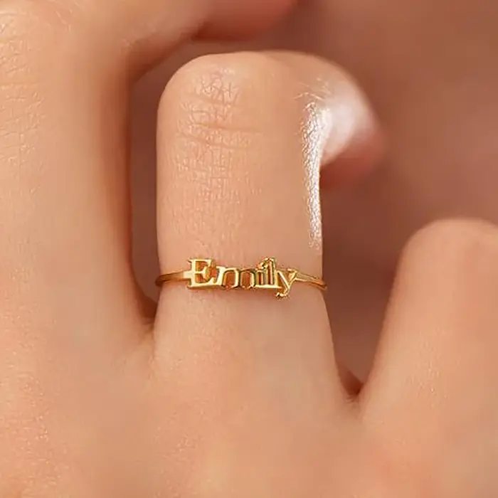 Bague avec nom personnalisé, bagues de famille pour femmes et hommes, bijoux personnalisés en or et 