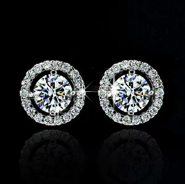Boucles d'oreilles de luxe en cristal et Zircon blanc, bijoux de mariage ronds simples, couleur or j