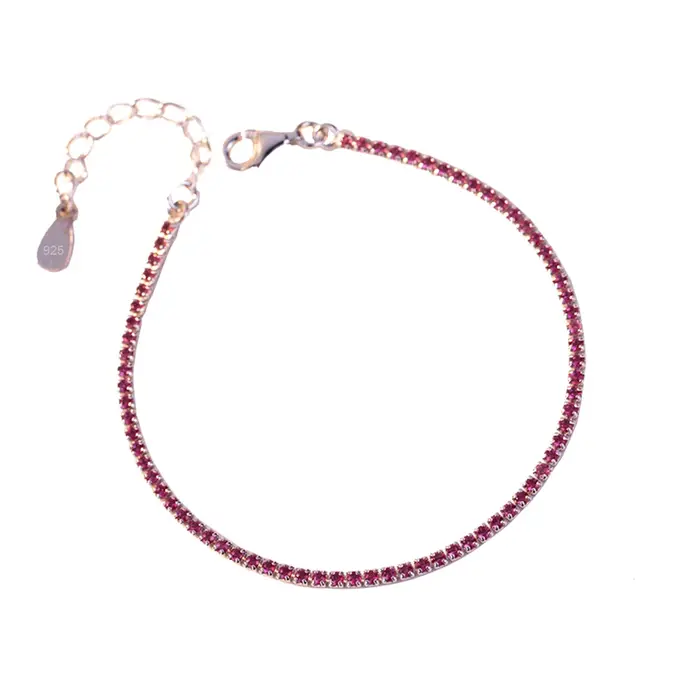 Bracelet de Tennis en argent pur pavé 1.5mm rubis/bleu LT/Turquoise/Montana/blanc/jet/rose/doré/vert couleur Zircon réel 925 bijoux