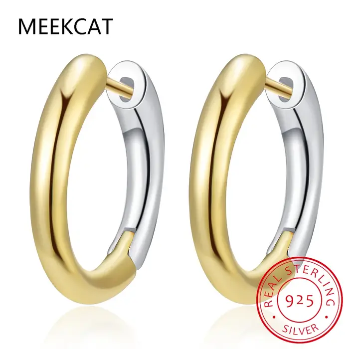 Boucles d'oreilles créoles rondes en argent regardé 925 pour femmes, piercing au cartilage, boucle d