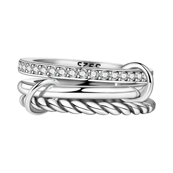 Orstarry – bague en argent Sterling S925, à la mode et polyvalente, 3 anneaux non amovibles pour fem