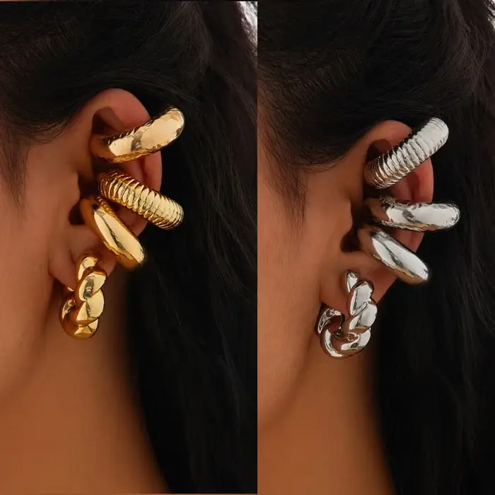 Boucles d'oreilles à Clip géométriques Vintage en forme de C pour femmes