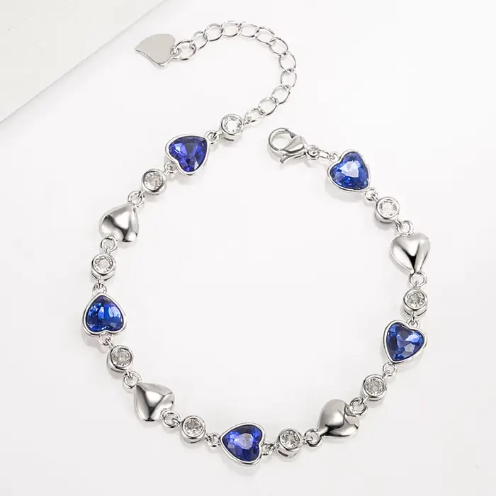 Bracelet en argent sterling 925 avec zircon bleu exquis, bijoux de mode pour femmes, accessoires pou