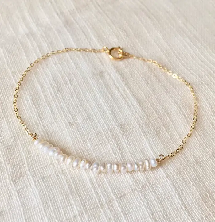 Bracelet Vintage en perles d'eau douce avec or rempli pour femmes occasions de fête élégant boho chic style classique
