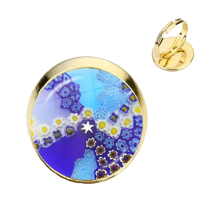 Bague Ajustable en forme de fleur multicolore pour homme et femme