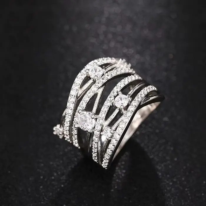 Bague en argent sterling 925 avec croix