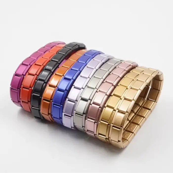 Bracelet modulaire en acier inoxydable avec breloque italienne et zircone cubique pour homme et femme, couleurs étoilées, nouvelle collection 2025