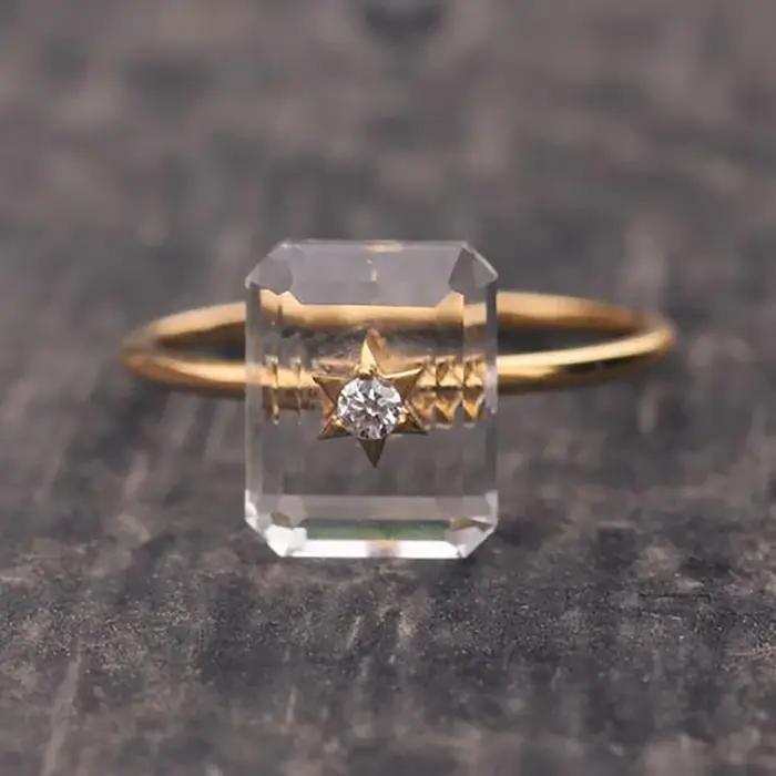 Bague en Argent Rectangulaire avec Ouverture Unique pour Femme, Bijoux Réglables, Haut de Gamme, Rét